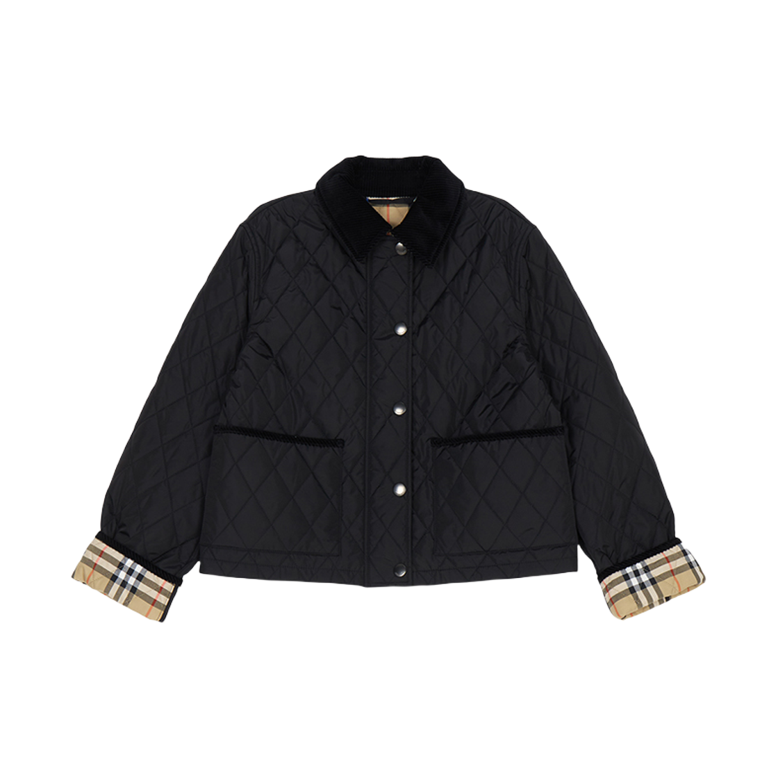 (W) 버버리 올드햄 크롭 퀼팅 자켓 블랙((W) Burberry Oldham Cropped Quilted Jacket Black)