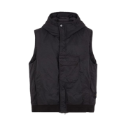 Stone Island G1021 Opaque Nylon Twill Down Hooded Vest Black - 23FW