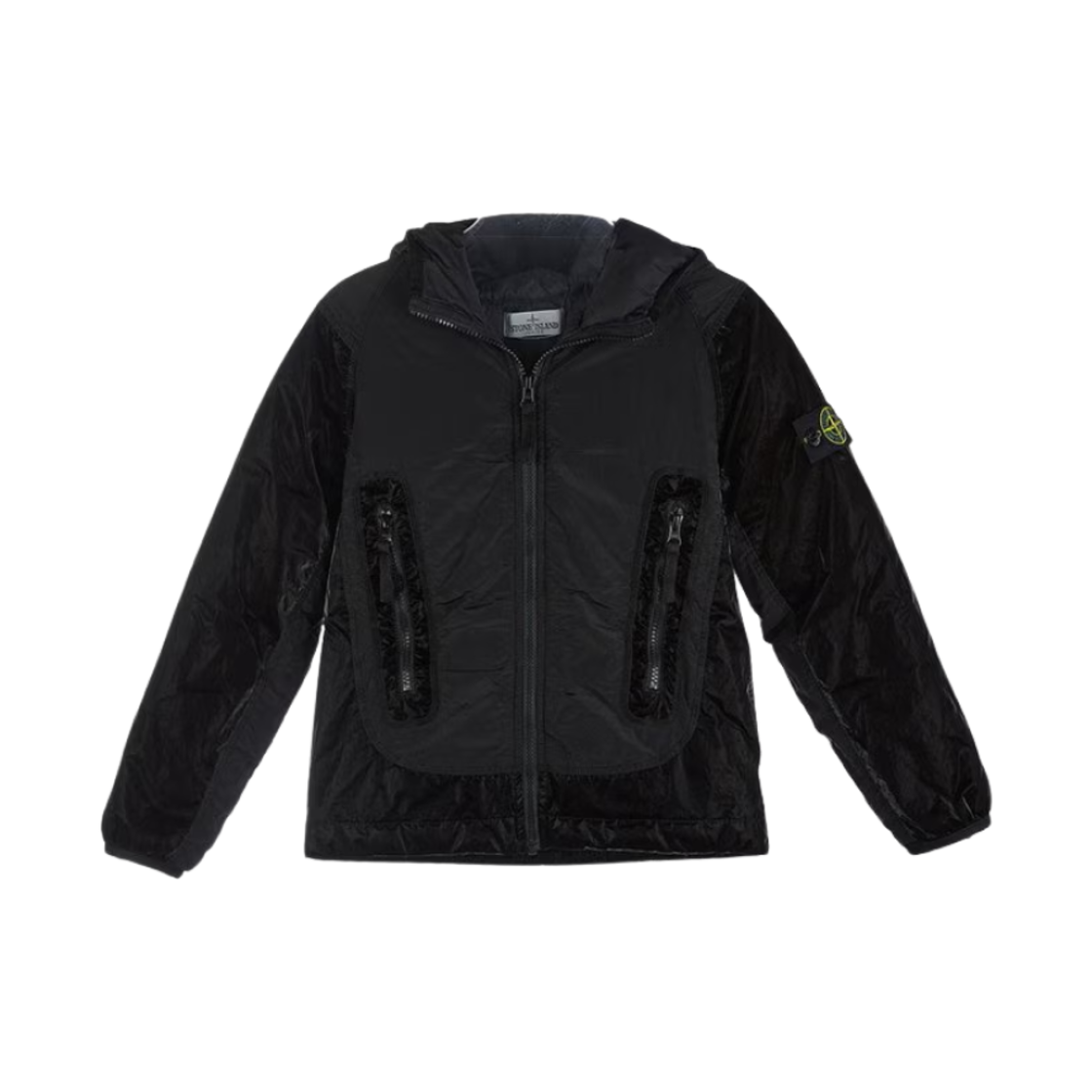 751640936-V0029 (Kids) Stone Island 40936 Wappen Patch Hooded Jacket Black - 22SS