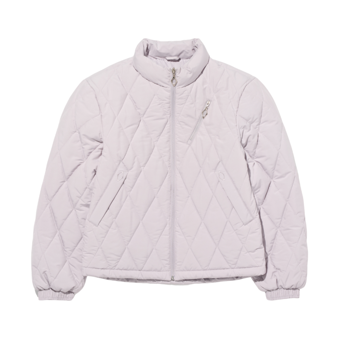 미스치프 롬버스 퀼티드 봄버 자켓 라이트 핑크 그레이(Mischief Rhombus Quilted Bomber Jacket Light Pink Grey)