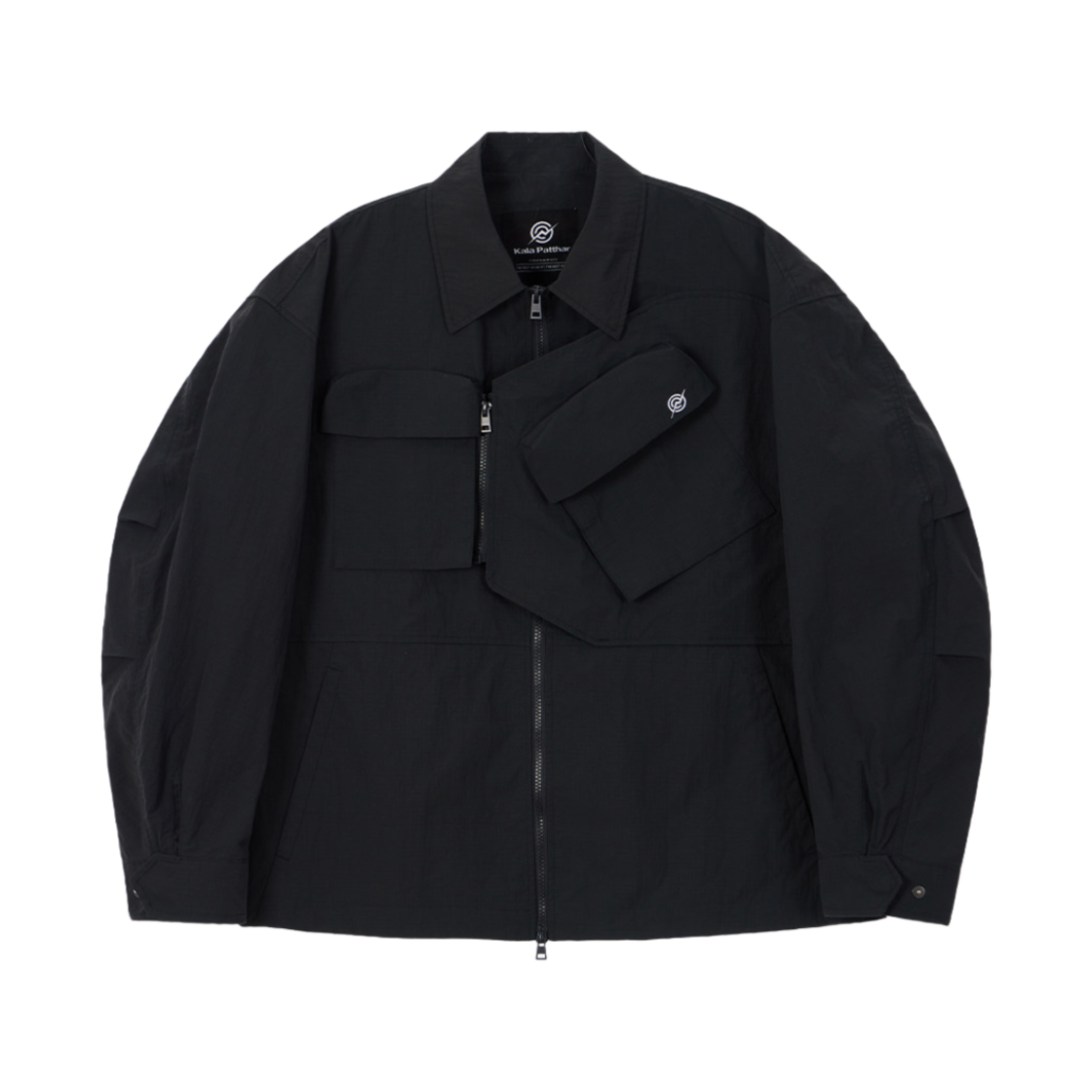 KB1JK1070MBK KALA PATTHAR Nylon Offset Zip Pocket Shirt Jacket Black