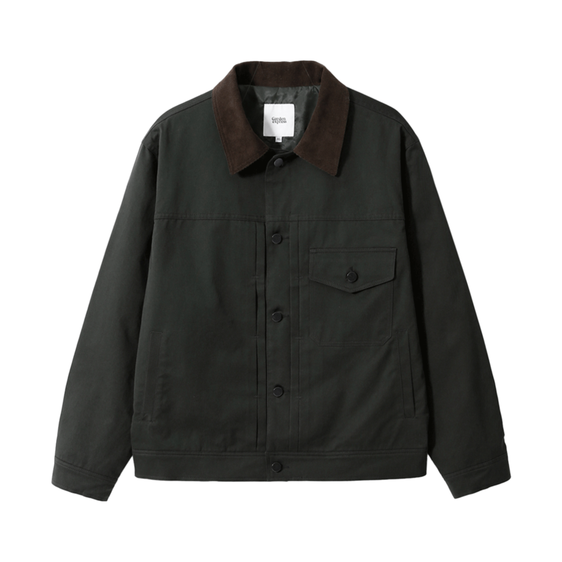 GEJAA24302GRD Garden express Corduroy Collar Trucker Jacket Dark Green