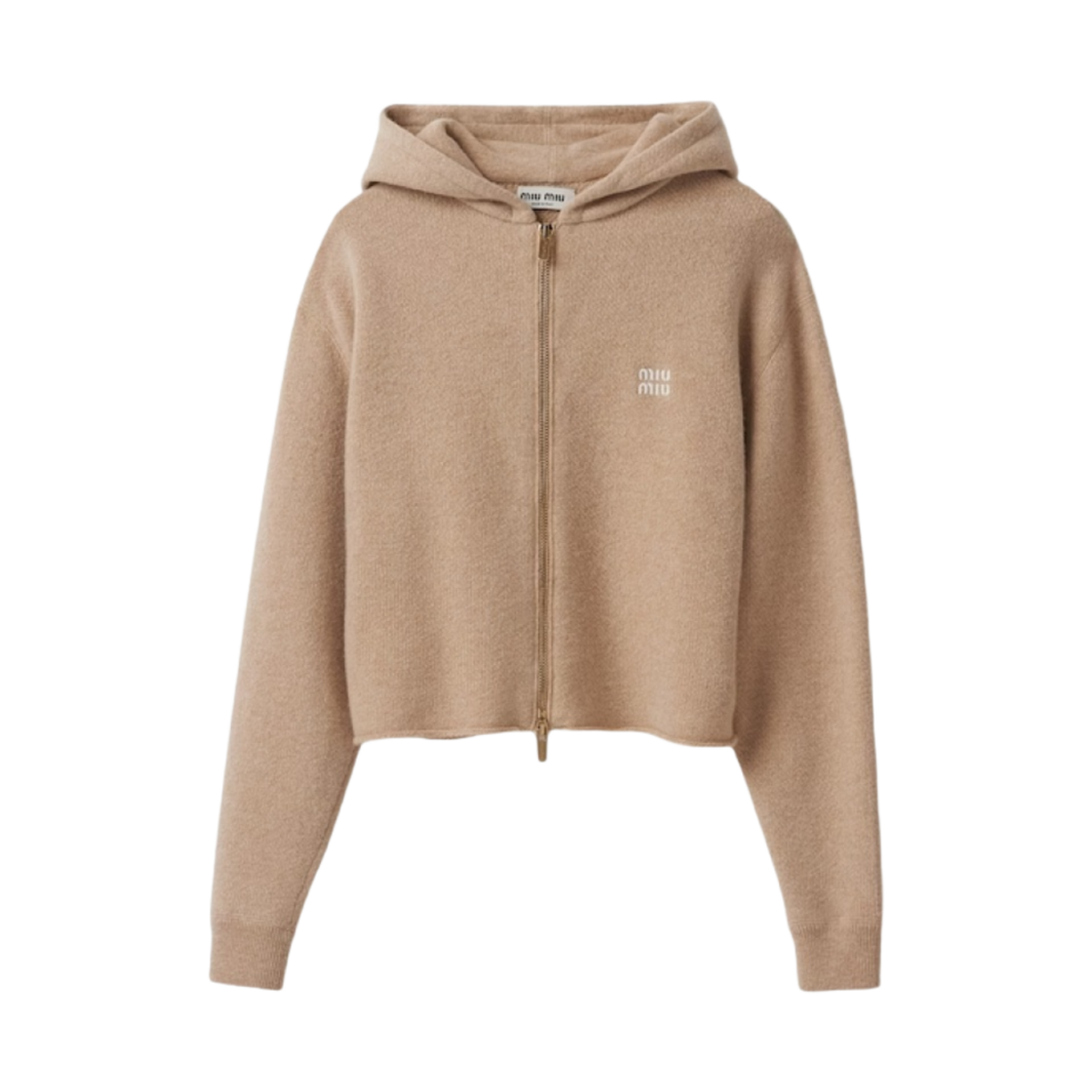 (W) 미우 미우 울 캐시미어 후드 자켓 샌드 베이지