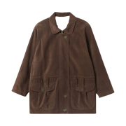STU Women Leather Field Jacket Brown