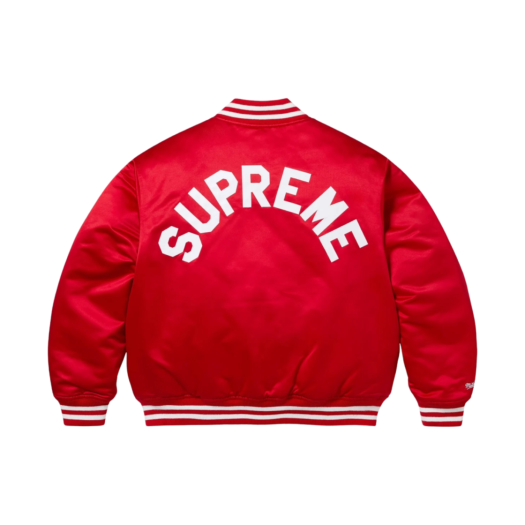 Supreme Mitchell & Ness Satin Varsity Jacket Red - 24FW