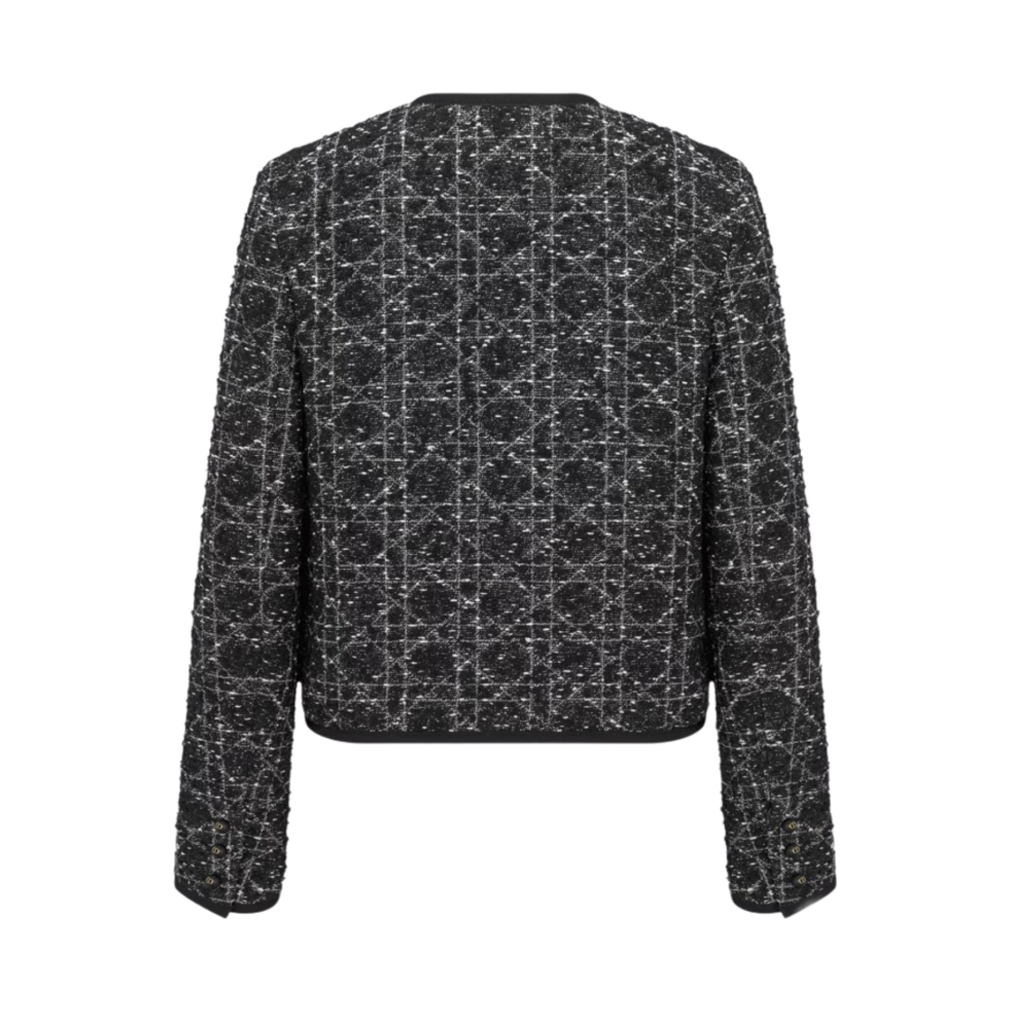 421V58A7795-X9101 (W) Dior Macrocannage Cropped Jacket Technical Cotton Tweed Black White - #2