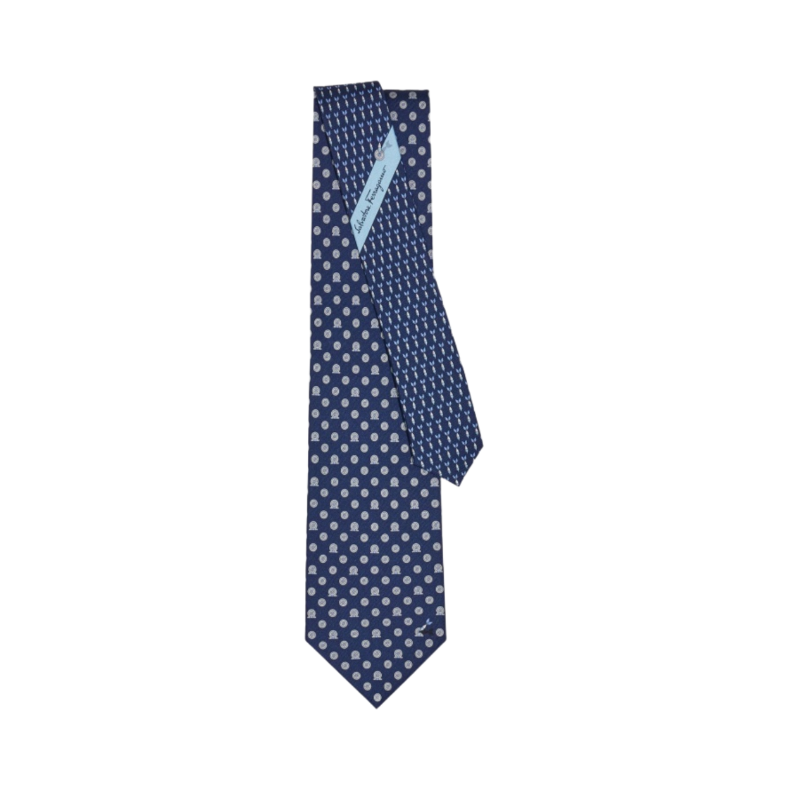페라가모 다트 프린트 실크 타이 네이비 블루(Ferragamo Dart Print Silk Tie Navy Blue) - 1