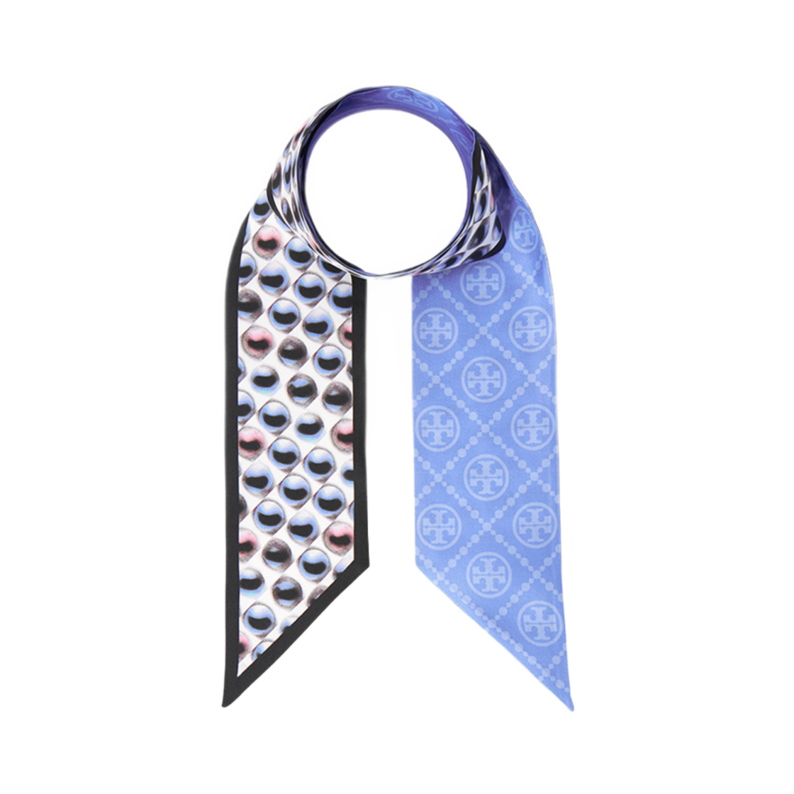 169663-400 (W) Tory Burch Silk Scarf Blue Pink Beige