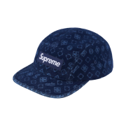 Supreme Flocked Denim Camp Cap Blue - 24FW
