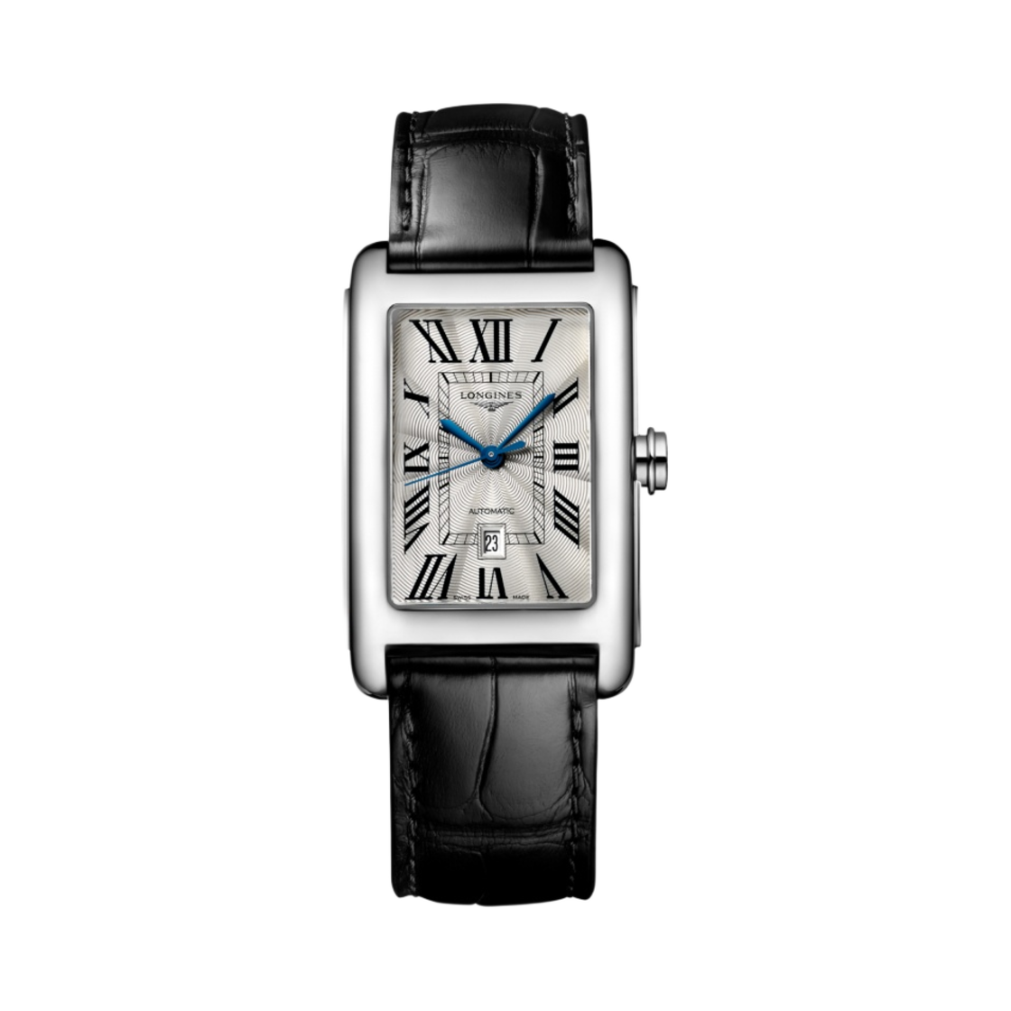 론진 미니 돌체비타 오토매틱 43.8mm 엘리게이터 스트랩 블랙 실버(Longines Mini Dolcevita Automatic 43.8mm Alligator Strap Black Silver)