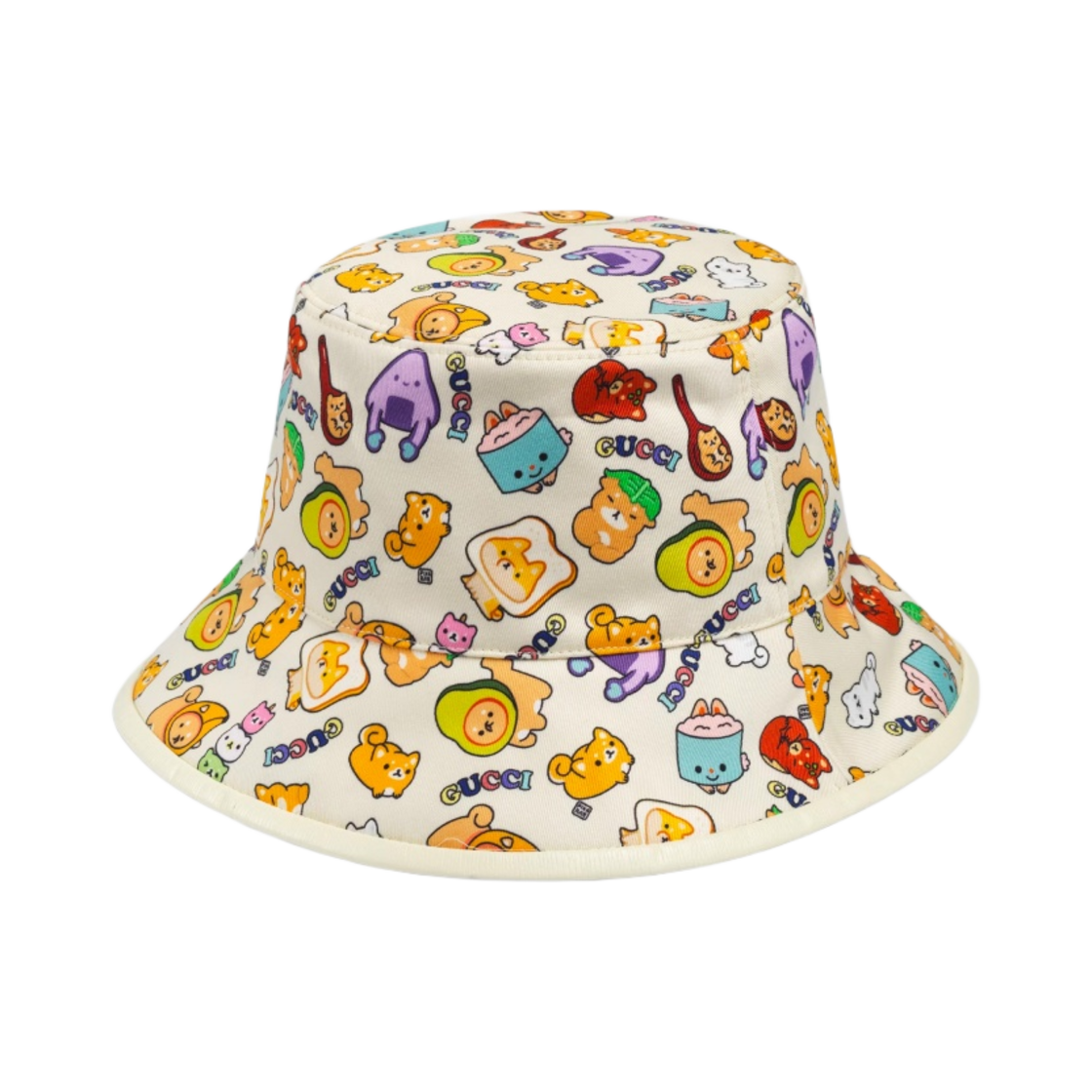 구찌 GG 애니멀 코튼 미니 햇 아이보리 멀티컬러(Gucci GG Animal Cotton Bucket Hat Ivory Multicolour) - 1