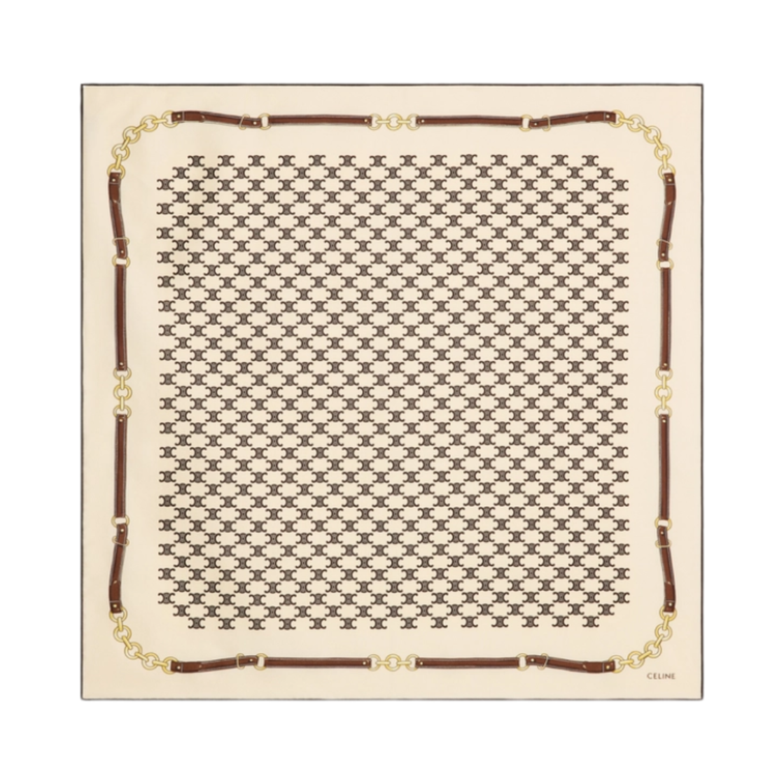 (W) 셀린느 실크 트윌 헤리티지 반다나 바닐라((W) Celine Heritage Bandana in Silk Twill Vanilla) - 1