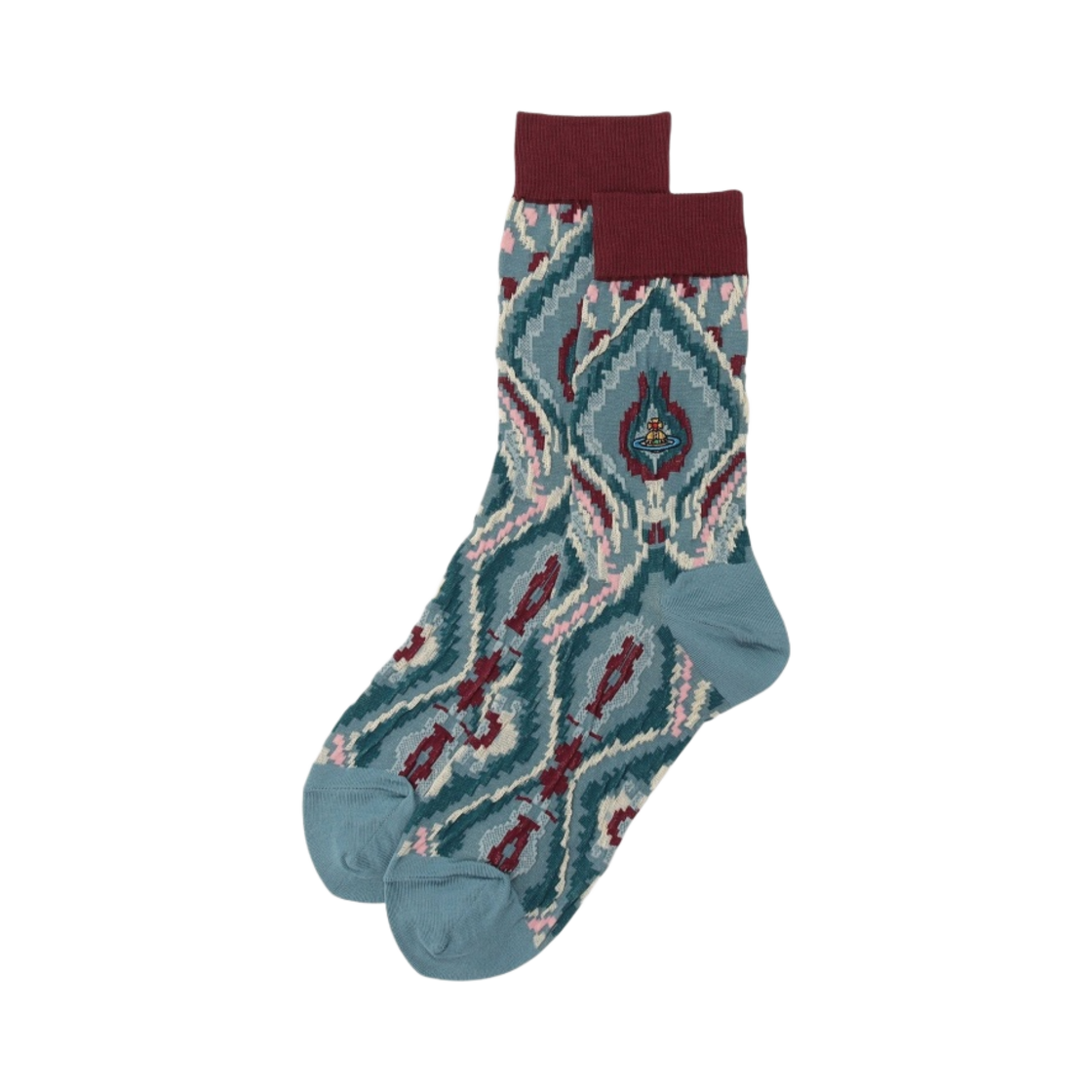 (W) 비비안 웨스트우드 크레용 다이아몬드 크루 삭스 블루((W) Vivienne Westwood Crayon Diamonds Crew Socks Blue) - 1