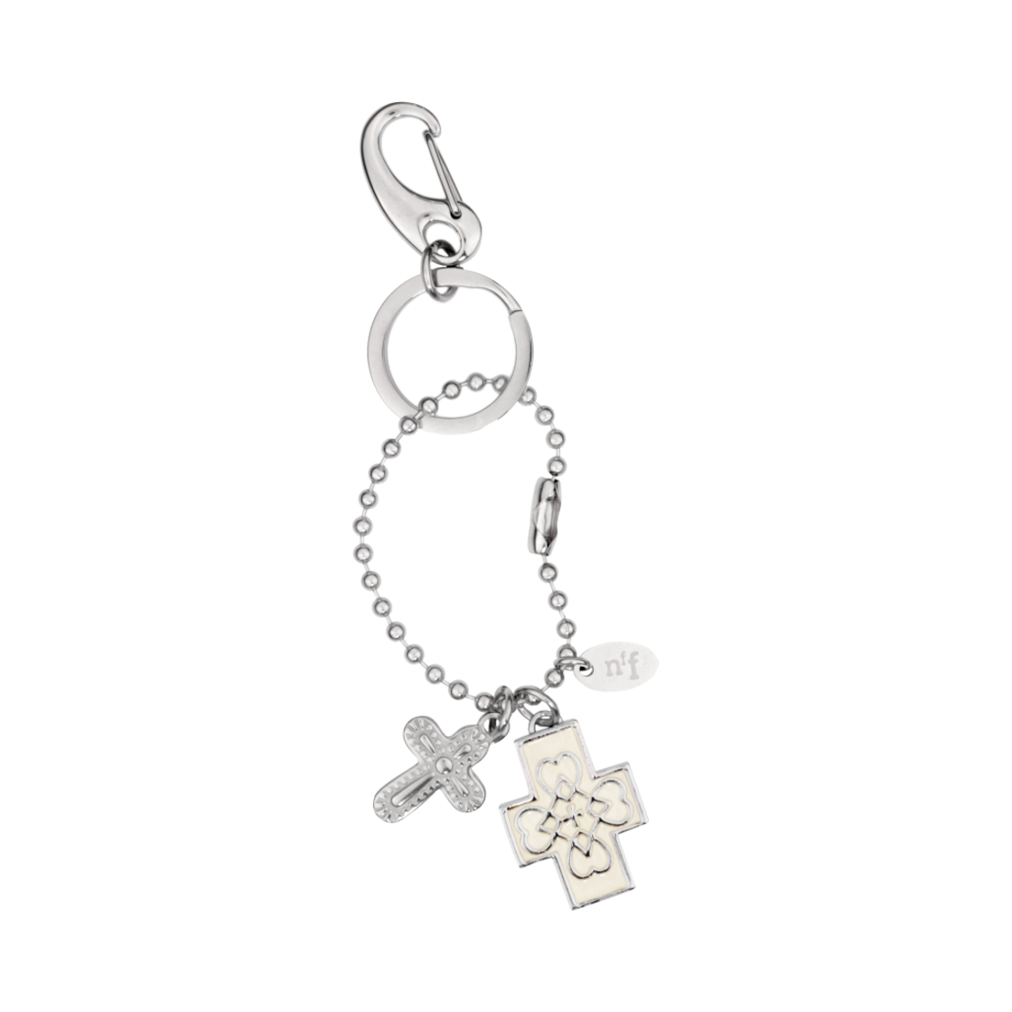 엔프프 쉐입 인 크로스 키링 아이보리