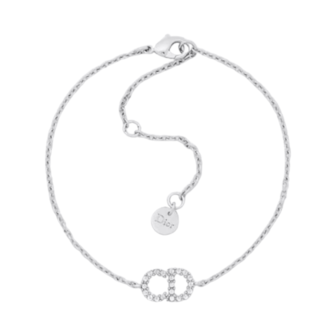 B0845CDLCY-D102 Dior Clair D Lune Bracelet Silver Finish Metal & White Crystals