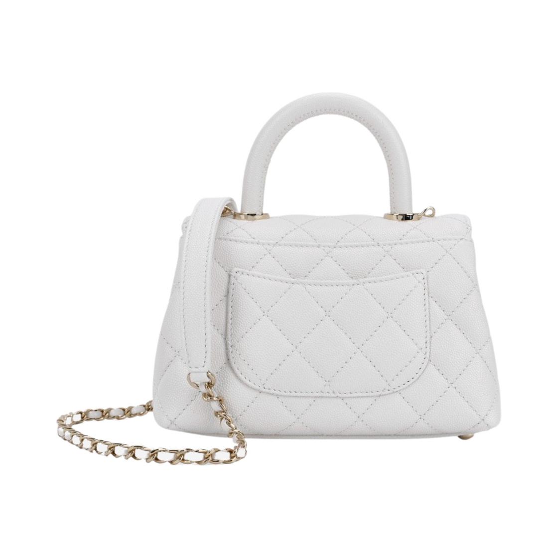 샤넬 핸들 장식의 미니 플랩백 그레인드 카프스킨 & 골드 메탈 화이트(Chanel Mini Flap Bag with Top Handle Grained Calfskin & Gold White) - 2