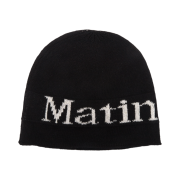 Matin Kim Logo Linen Short Beanie Black