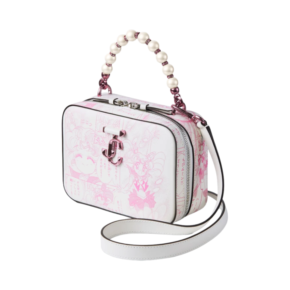 (W) 지미추 x 미소녀 전사 세일러문 세일러 치비 문 애비뉴 베니티 백 베이비 핑크 화이트((W) Jimmy Choo x Pretty Guardian Sailor Moon Sailor Chibi Moon Avenue Vanity Bag Baby Pink White) - 2