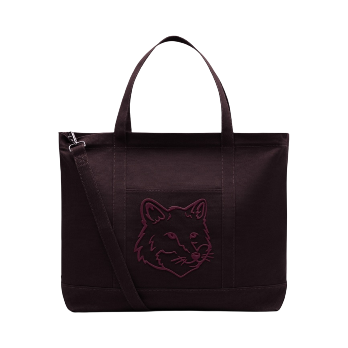 메종 키츠네 볼드 폭스 헤드 엑스트라 라지 토트백 피칸 브라운