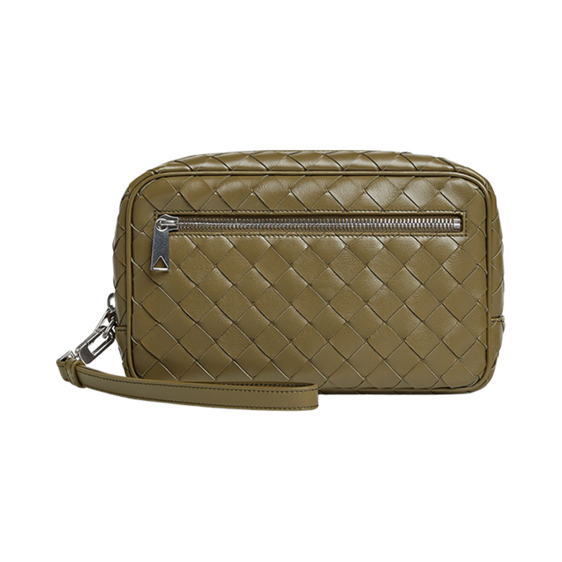 795253V2HL12934 Bottega Veneta Intrecciato Small Pouch with Wristlet Algae