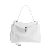 Balenciaga Rodeo Large Handbag Crocodile Embossed White