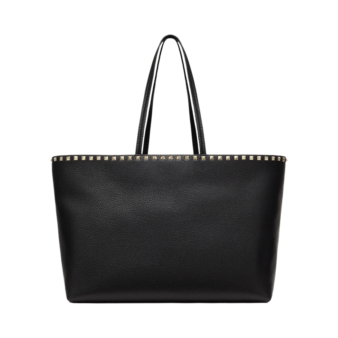 발렌티노 라지 그레이니 카프스킨 락스터드 쇼핑백 블랙