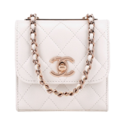 Chanel Clutch With Chain Lambskin & Pink Gold White