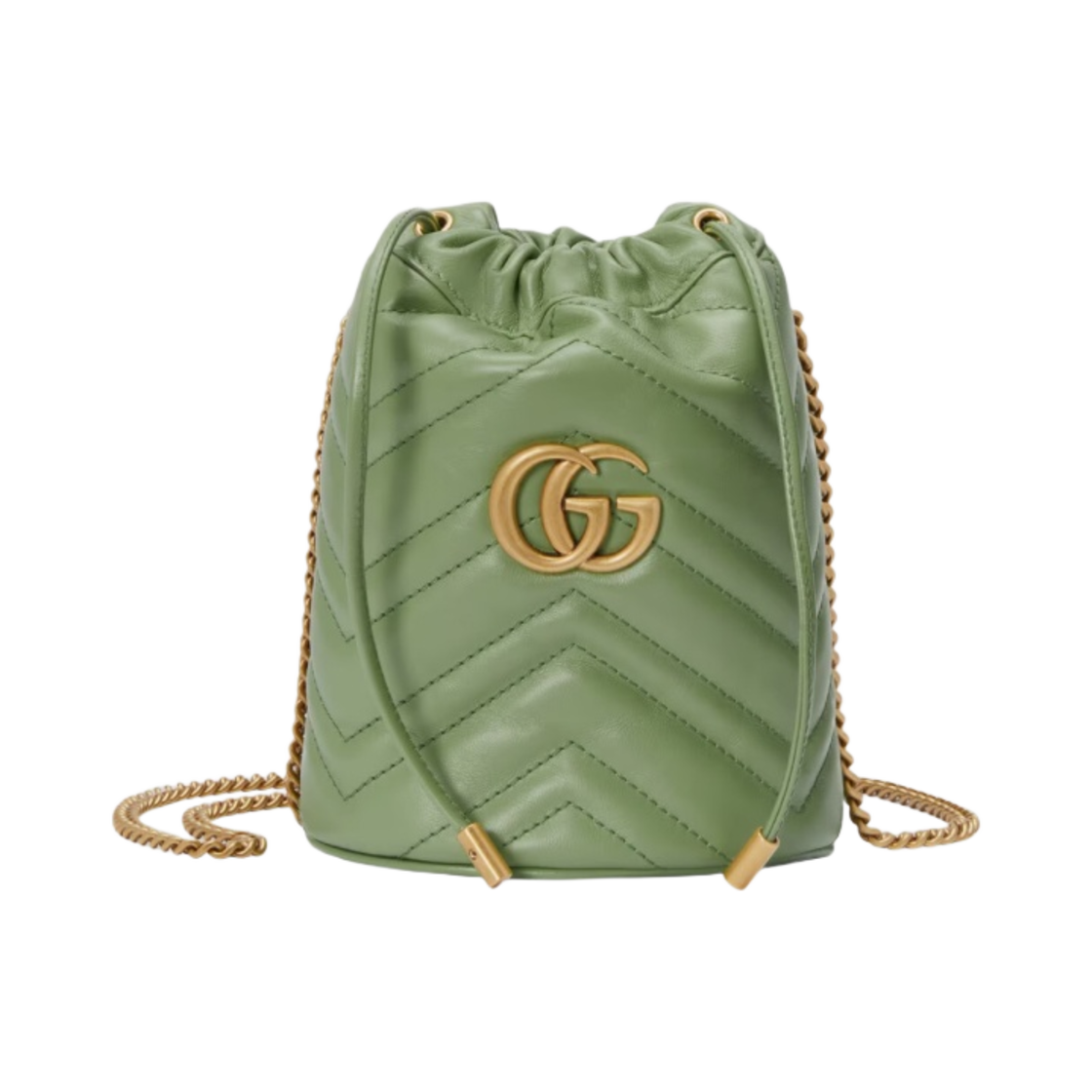 구찌 GG 마몽 마틀라세 미니 버킷백 세이지 그린(Gucci GG Marmont Matelasse Mini Bucket Bag Sage Green) - 1