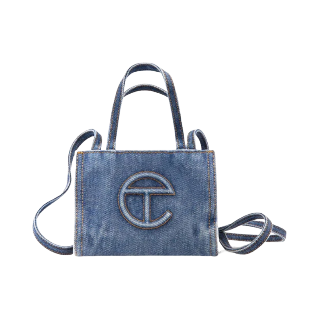 - Telfar Small Denim Shopper Blue Denim