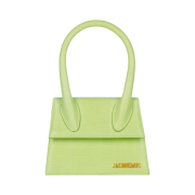 Jacquemus Le Chiquito Moyen Top Handle Croco Bag Light Green Embossed