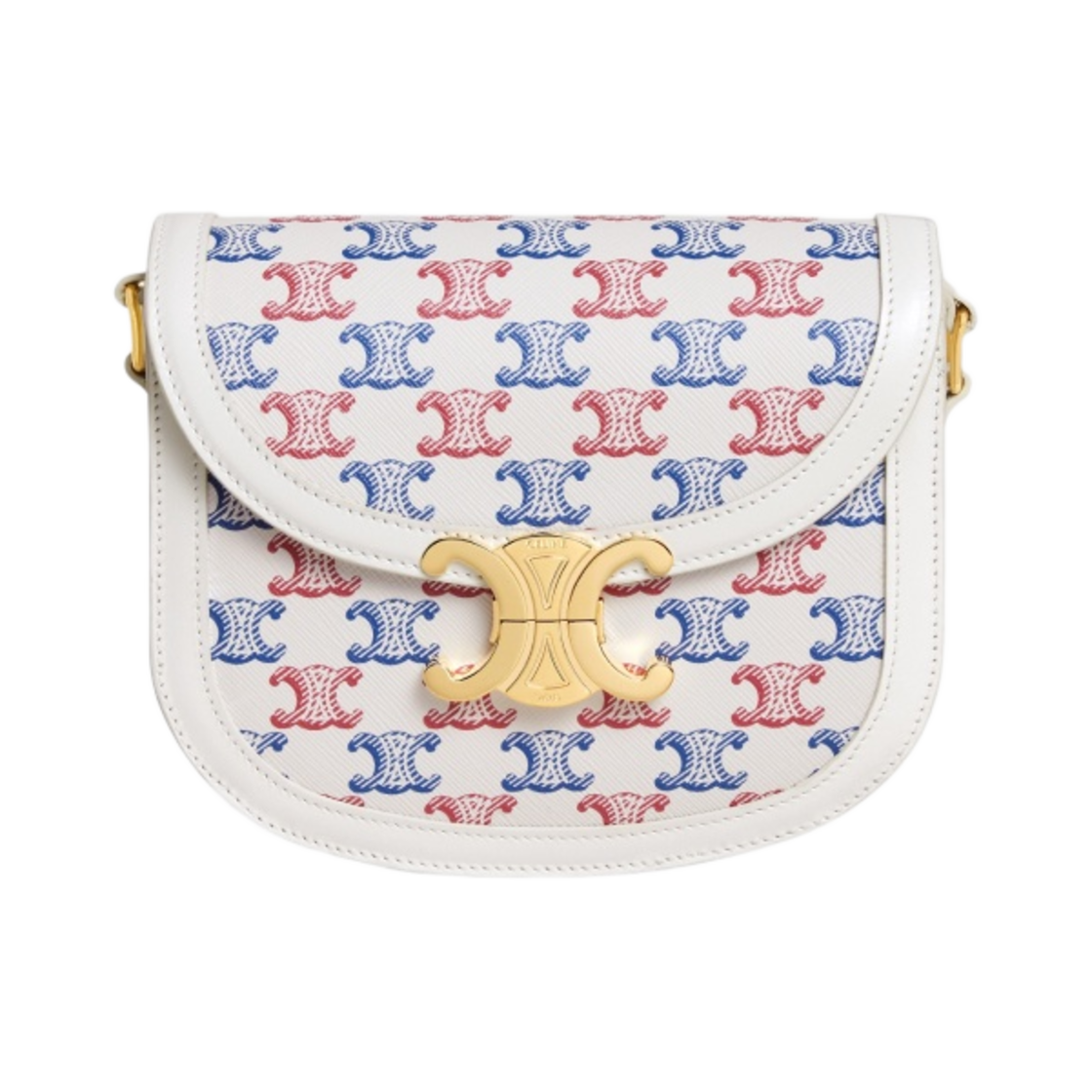 셀린느 트리옹프 캔버스 & 카프스킨 틴 베사체 트리옹프 블루 레드(Celine Teen Besace Triomphe in Triomphe Canvas and Calfskin Blue Red) - 1