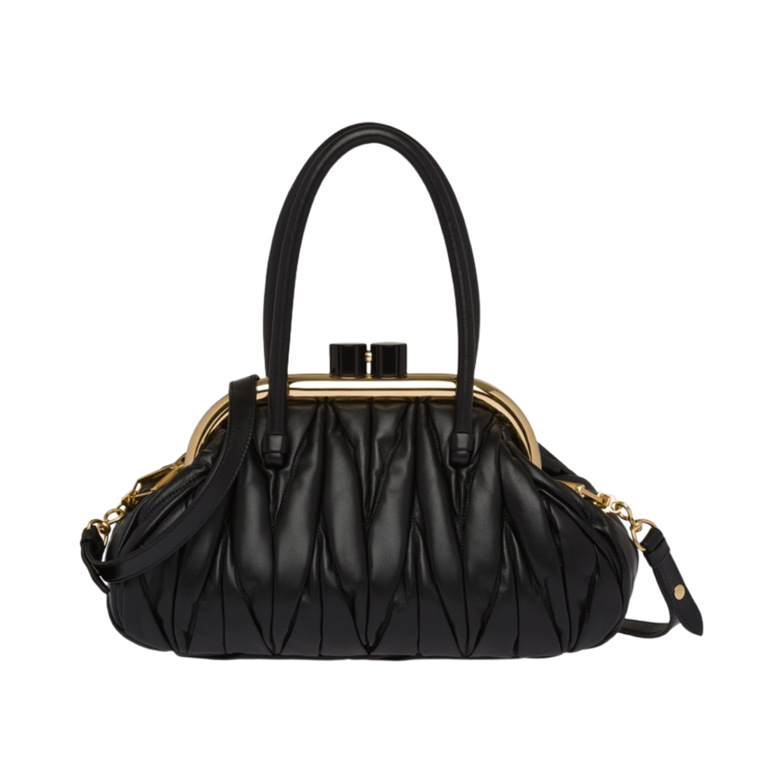 미우 미우 마테라쎄 나파 가죽 미우 벨 핸드백 블랙(Miu Miu Matelasse Nappa Leather Miu Belle Handbag Black) - 1