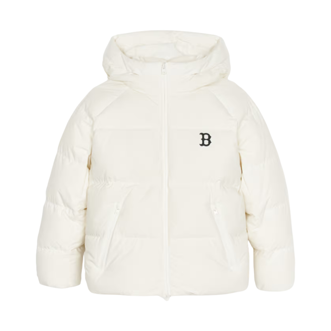 3ADJB1146-43CRS MLB Basic Hooded Short Puffer Jacket Boston Red Sox Cream