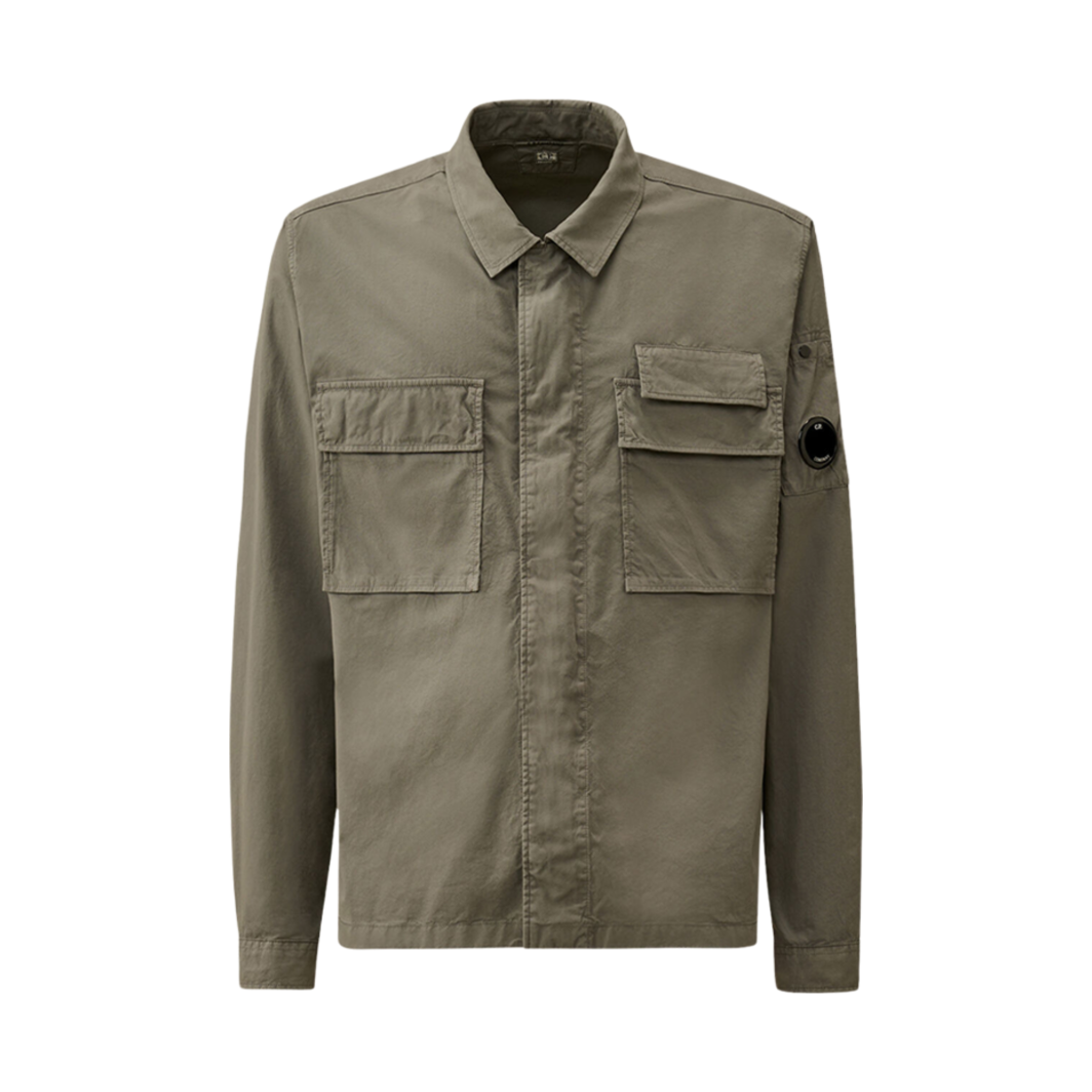 18CMSH128A110143G935 C.P. Company Organic Gabardine Utility Lens Shirt Smoked Pearl Grey - 25SS
