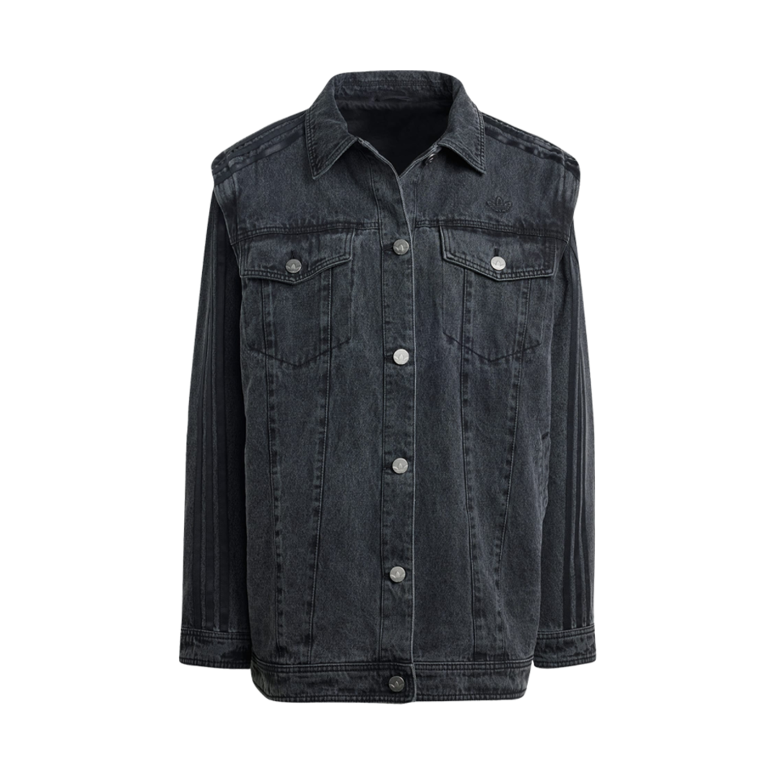 (W) 아디다스 아딜레늄 시즌 3 투인원 데님 셔츠 자켓 블랙 - KR 사이즈((W) Adidas Adilenium Season 3 Two-In-One Denim Shirt Jacket Black - KR Sizing) - 1
