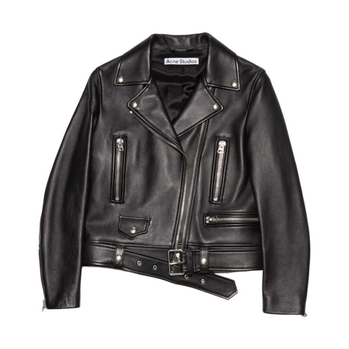 (W) 아크네 스튜디오 레더 바이커 자켓 블랙((W) Acne Studios Leather Biker Jacket Black) - 1