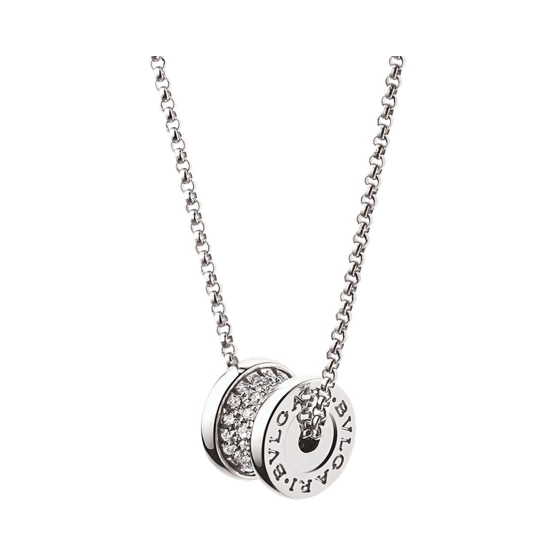 불가리 비제로원 네클리스 라운드 펜던트 화이트 골드 다이아몬드(Bulgari B.Zero1 Necklace Round Pendant White Gold Diamonds)