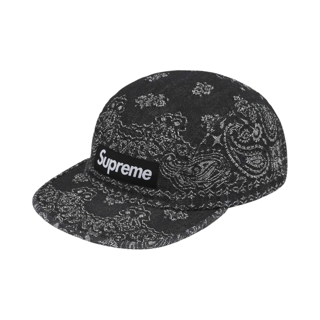 슈프림 반다나 자카드 데님 캠프캡 블랙 - 25SS(Supreme Bandana Jacquard Denim Camp Cap Black - 25SS)