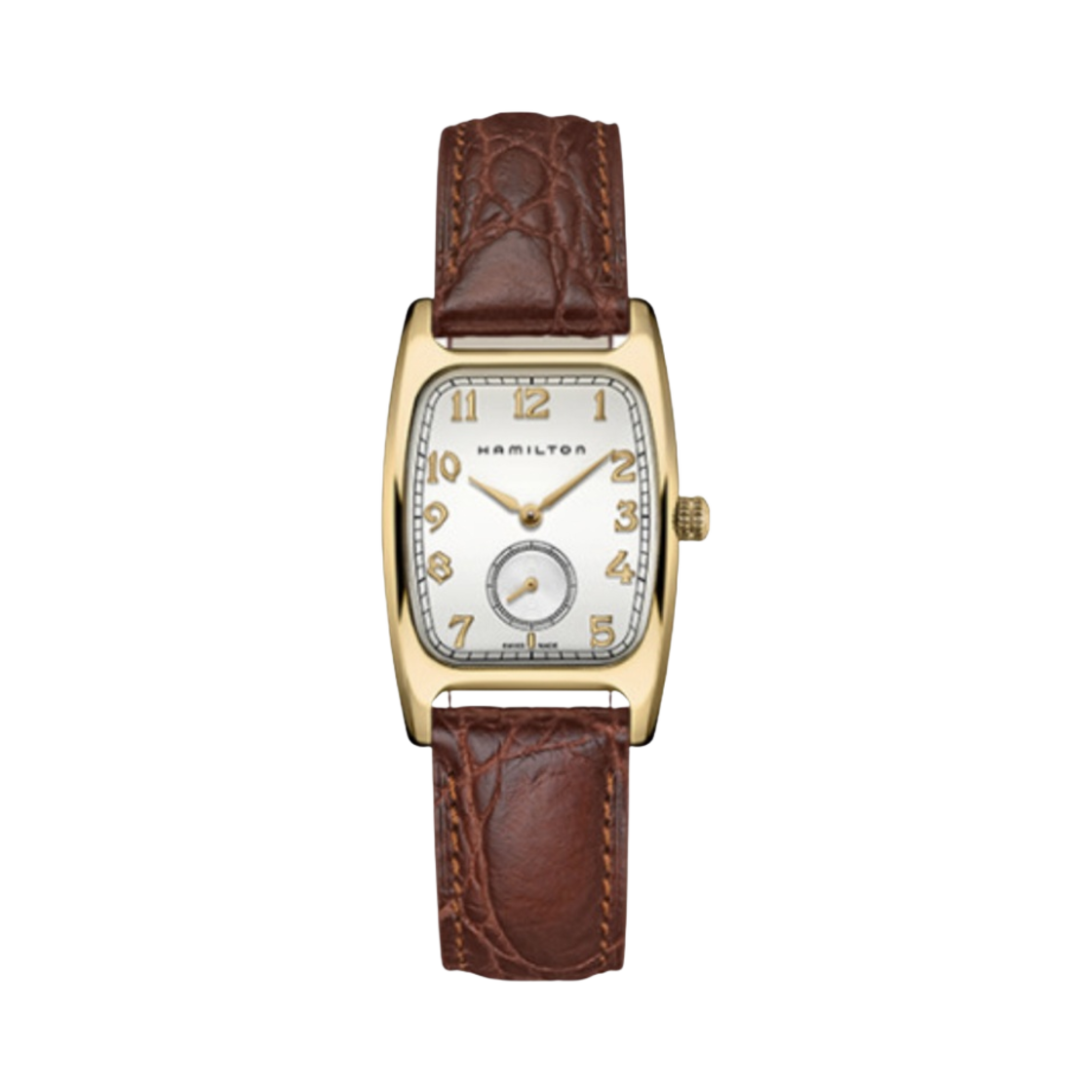 해밀턴 아메리칸 클래식 볼턴 쿼츠 스테인리스 스틸 카프 레더 브라운 화이트
