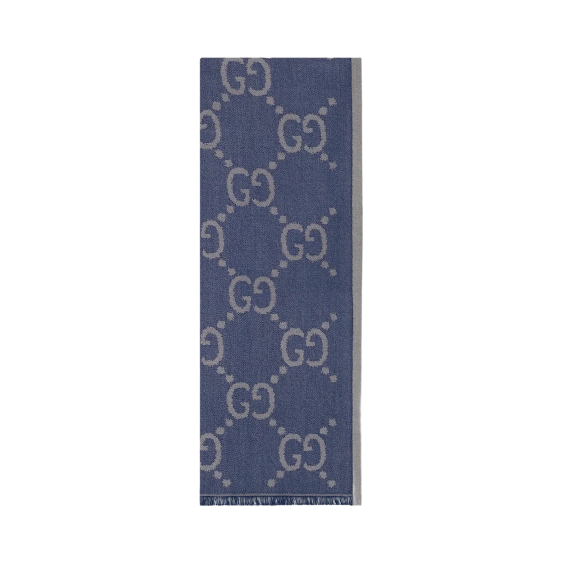 구찌 GG 코튼 실크 스톨 블루 네이비 그레이(Gucci GG Cotton Silk Stole Blue Navy Grey) - 1