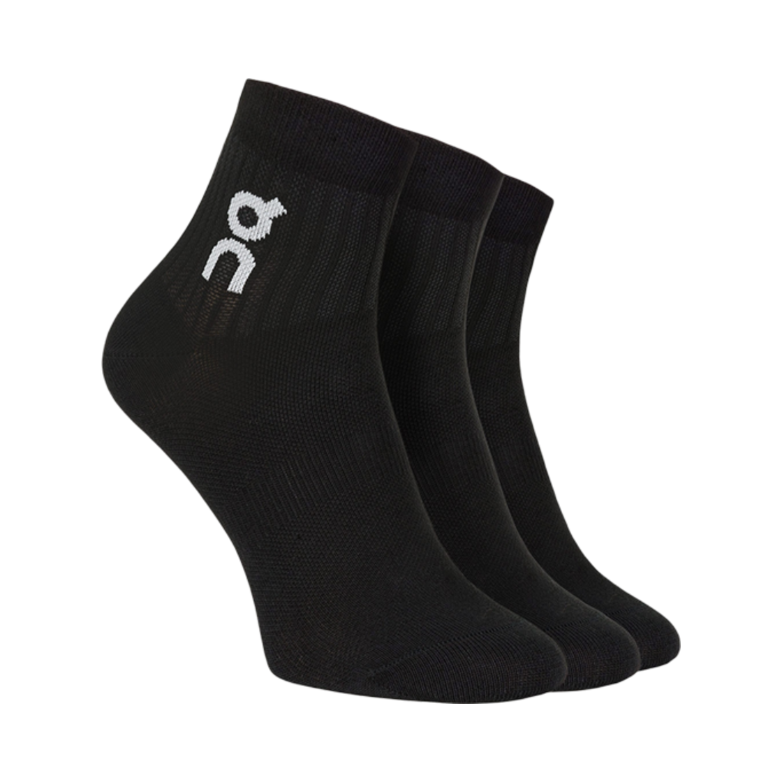 온 러닝 로고 미드 삭스 블랙 (3개입)(On Running Logo Mid Socks Black (3 Pack))