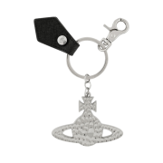 Vivienne Westwood Saffiano Hammered Orb Keyring Silver Black