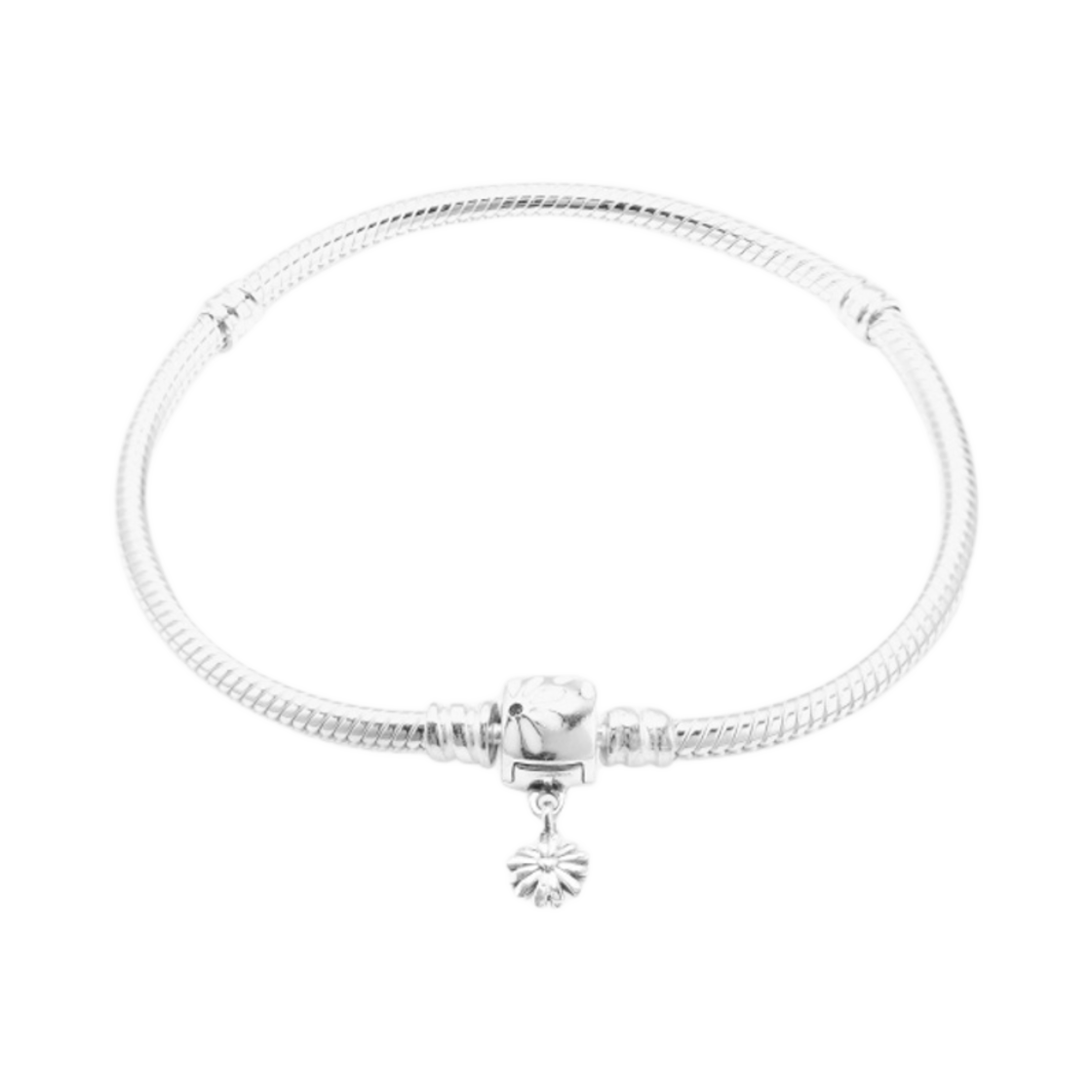 (W) 판도라 모먼트 데이지 플라워 클래스프 스네이크 체인 브레이슬릿 스털링 실버 옐로우((W) Pandora Moments Daisy Flower Clasp Snake Chain Bracelet Sterling Silver Yellow)