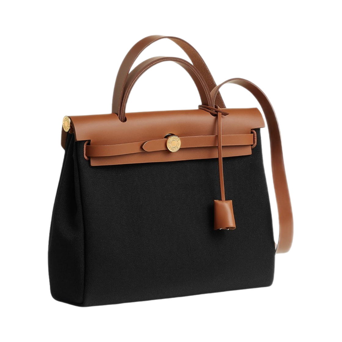 에르메스 에르백 집 31 백 르투르네 밀리터리 캔버스 & 골드 하드웨어 누아 포브(Hermes Herbag Zip 31 Bag Retourne Military Canvas & Gold Noir Fauve) - 2