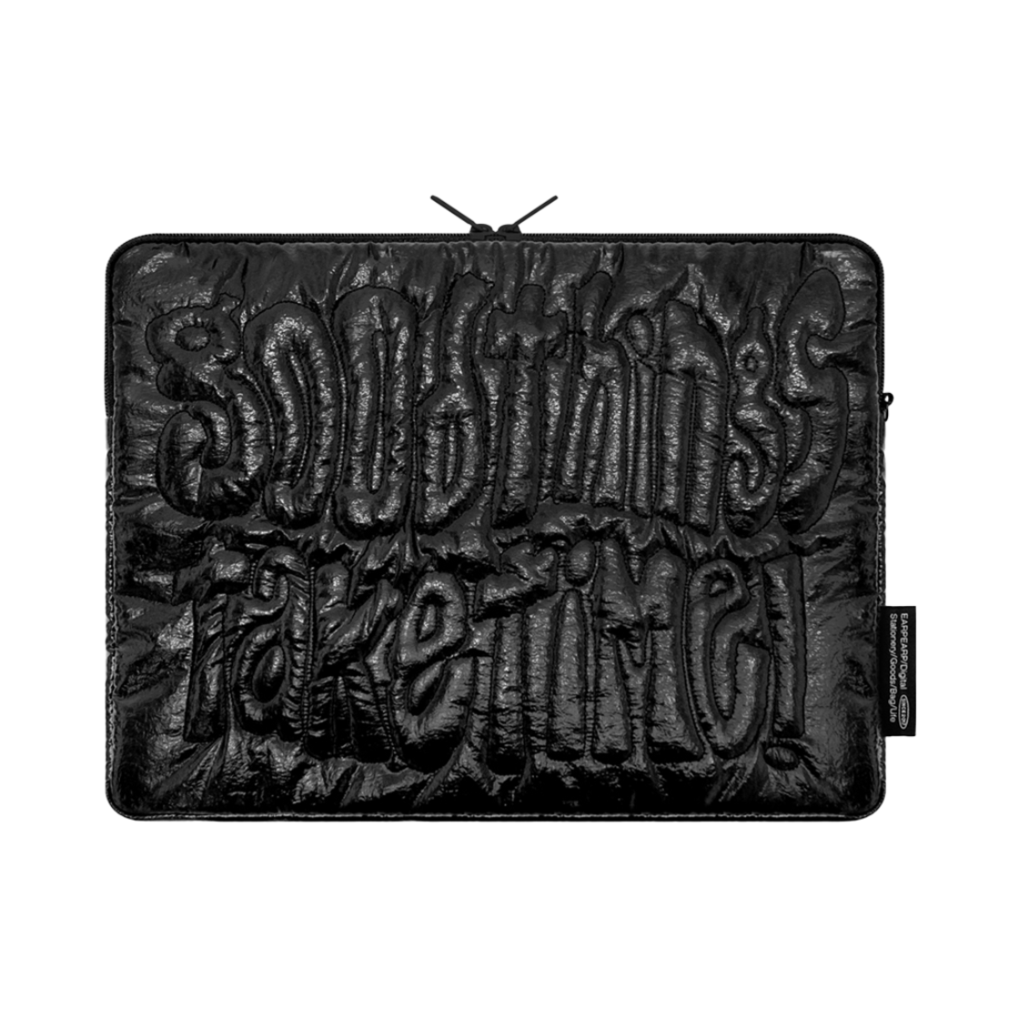 E2402_0243 earpearp Good Things Take Time Notebook Pouch Glossy Black