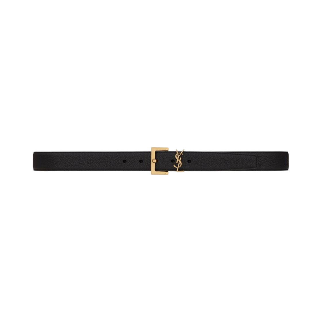 634440-DTI0W-1000 Saint Laurent Cassandre Belt with Square Buckle in Grained Leather Black