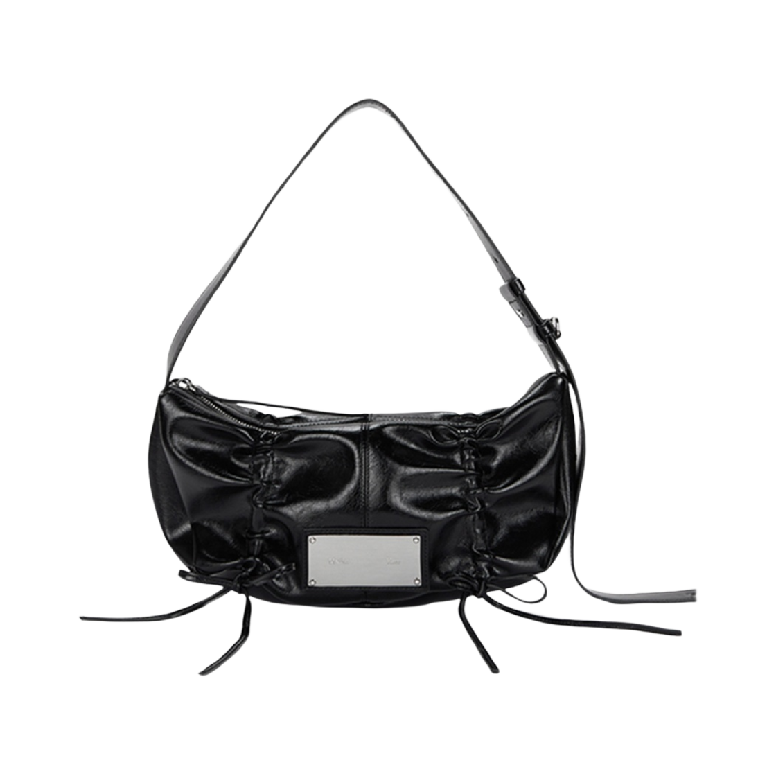 마뗑킴 하프 셔링 리본 라운드백 블랙(Matin Kim Half Shirring Ribbon Round Bag Black)