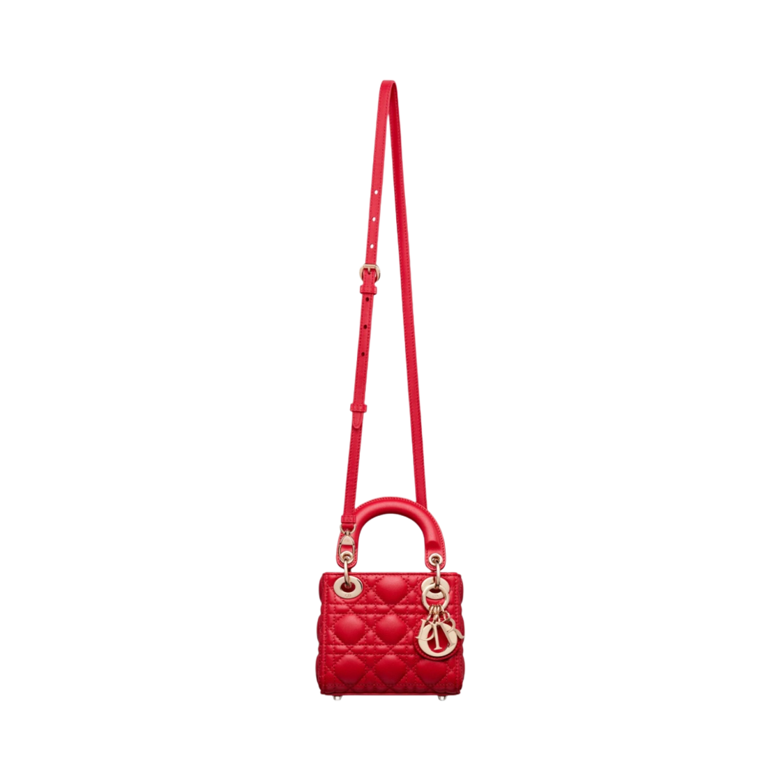 디올 마이크로 레이디백 까나쥬 램스킨 스칼렛 레드(Dior Micro Lady Bag Cannage Lambskin Scarlet Red) - 5