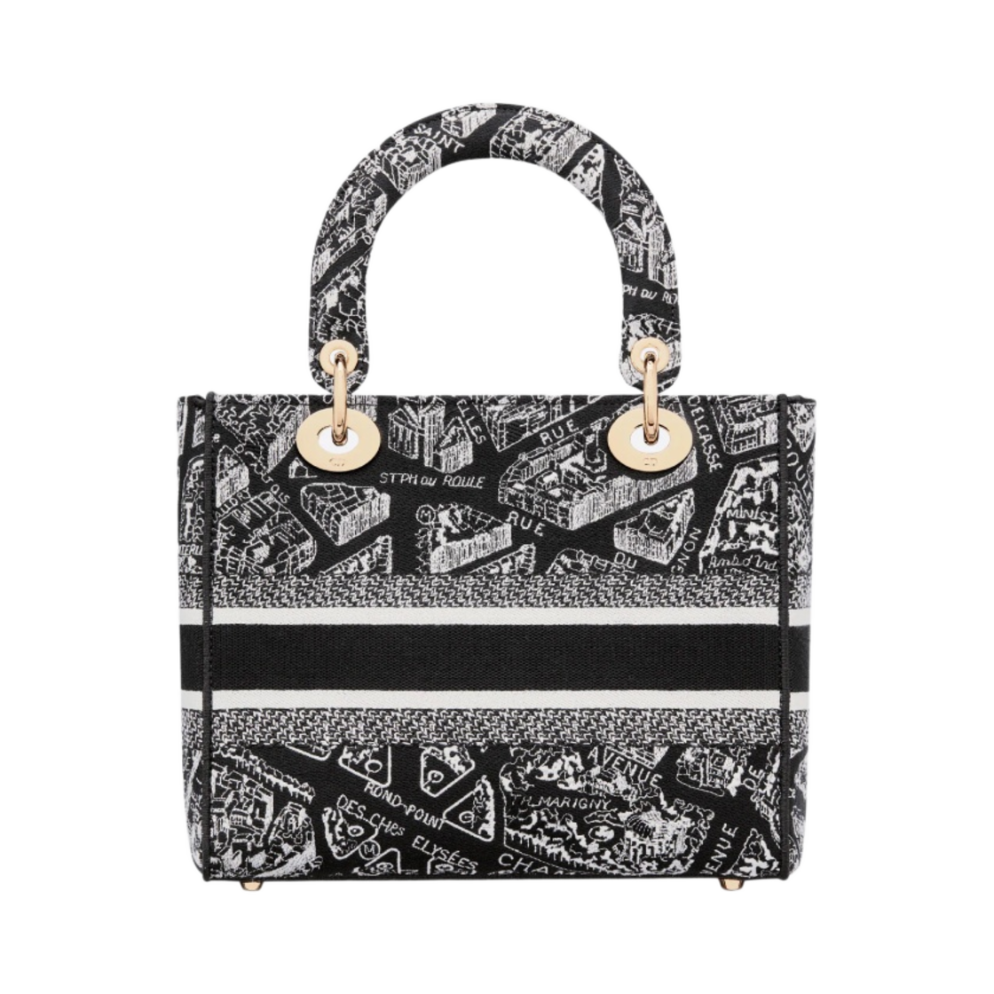 디올 미디움 D 라이트 레이디백 플랜 드 파리 자수 블랙 화이트(Dior Medium Lady D-Lite Bag Plan de Paris Embroidery Black White) - 3