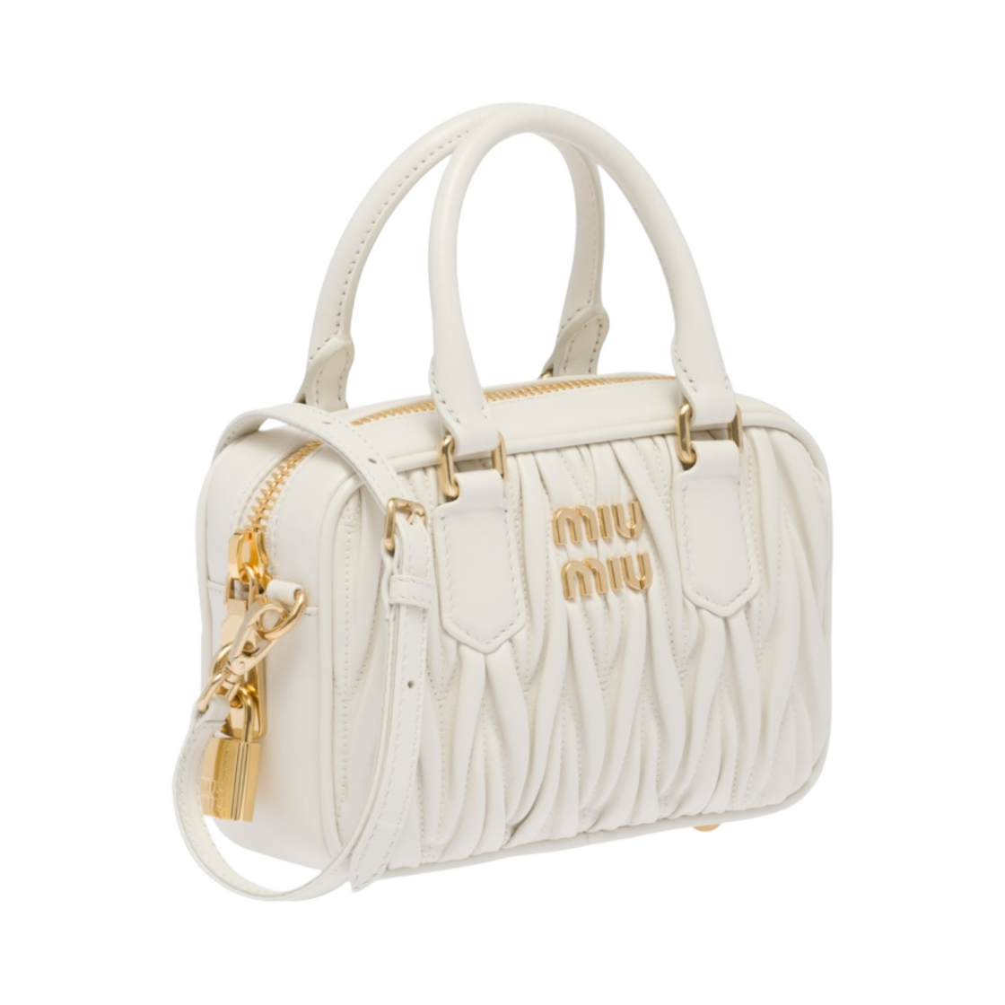 미우 미우 마테라쎄 나파 가죽 탑 핸들백 화이트(Miu Miu Matelasse Nappa Leather Top Handle Bag White) - 2